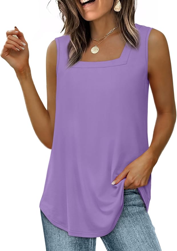 WIHOLL Women's Square Neck Tank Top