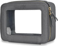 NGIL Clear Faux Leather Travel Toiletry Bag, Makeup Bag Organizer for Women, Clear Window & Gold Zipper Makeup Bag, Road Trip Essential, Skincare, Cruise Ship Essentials (Dark Silver)
