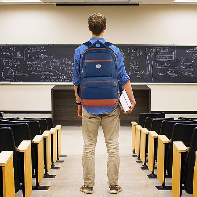 MATEIN Laptop Backpack with Lunch Compartment, Large Insulated Lunch Backpack for Men with Padded Straps, Water Resistant Sturdy TSA Work Bag for Office College Daily Commute, 17 Inch, Blue Orange
