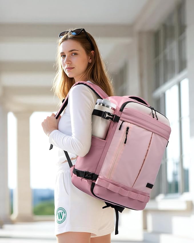 LOVEVOOK 40L Travel Backpack for Women, Airline Approved Carry On Luggage with 3 Cubes Accessories, TSA Personal Item Travel Cruise Essentials, Waterproof Weekender Overnight Bags fits 17" Laptop