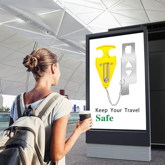 Portable Door Lock for Travel Door Lock Hotel Room Security Devices Apartment Jammer Additional Safety for Traveling Home College upgrade (Yellow combination)