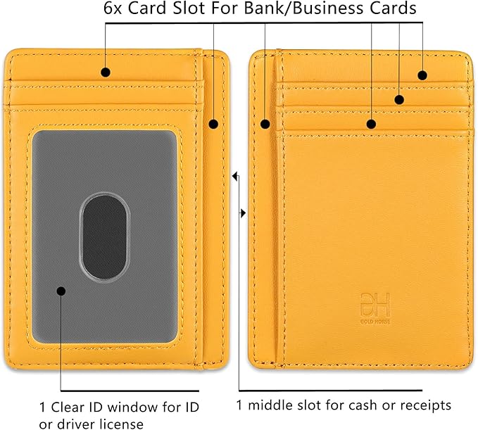 GH GOLD HORSE Slim RFID Blocking Card Holder Minimalist Leather Front Pocket Wallet for Women | Slim, RFID Blocking, Minimalist, Front Pocket