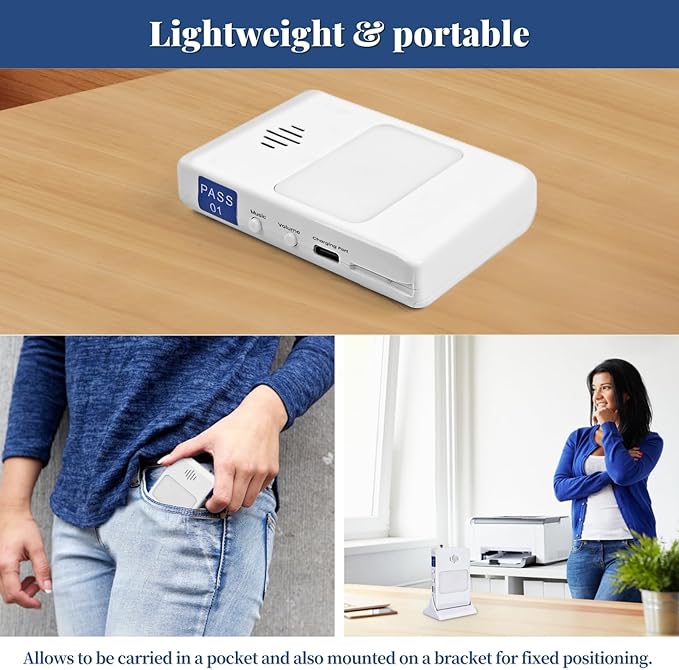Bed Sensor Pad & Pager for Elderly Dementia Patients Caregiver Bed Alarm with 32" x 13" Motion Sensor Pad Fall Prevention for Elderly (Bed Pad)