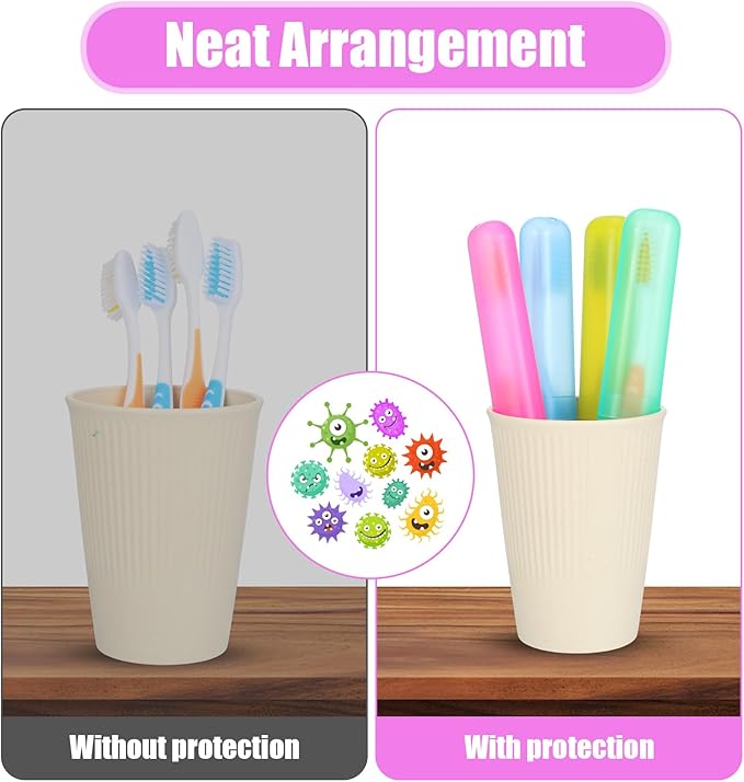 6 Pack Toothbrush Cases, Toothbrush Holders Travel Compact & Lightweight for Camping, Business Trips, School (Clear, Reusable)