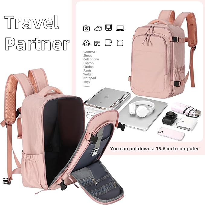 Travel Backpack For Women Men,Airline Approved Carry on Backpack,Casual Daypack for Business Travel Essentials (Khaki)