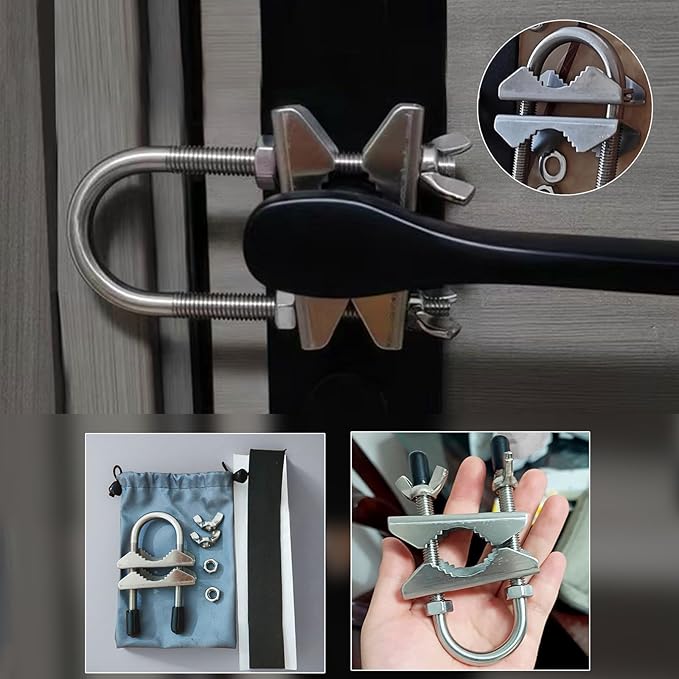 Portable Door Security Locks, Adjustable Heavy Duty Outward Opening Travel Stainless Steel Safety Device for Hotel Room, Home, Apartment