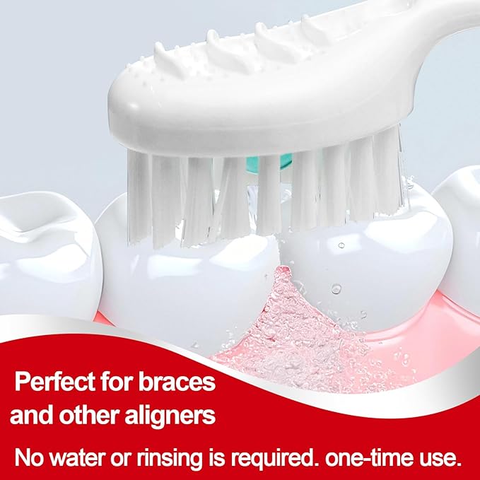 Mini Disposable Toothbrushes with Toothpaste and Toothpick, Tongue Cleaners, Reduce Bad Breath, Tongue Scraper, Prepasted Toothbrush, Pick for Work or Travel (Peach, 20pcs)