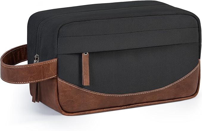 Travel Toiletry Bag for Men, Hanging Toiletry Organizer, Water Resistant Shaving Kit with Large Capacity for Travel Accessories (Black, Medium)