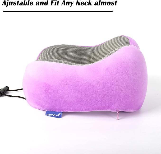 Travel Pillow,Travel Neck Pillows for Sleeping,100% Pure Memory Foam Soft Comfort & Support Pillow for Airplane/Car/Office&Home Rest Use-Violet
