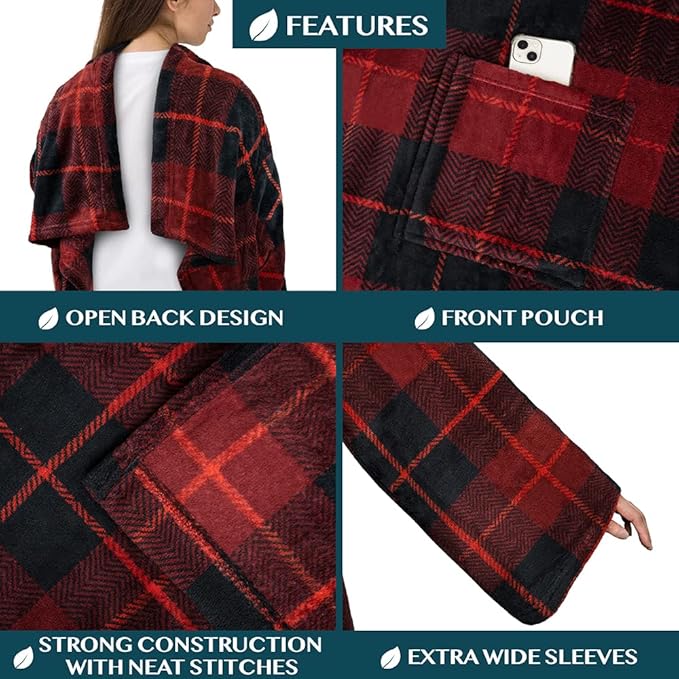 PAVILIA Wearable Blanket with Sleeves for Adult Women Men, Cozy Fleece Warm Wrap Throw with Arms, Gifts for Christmas, Wife
