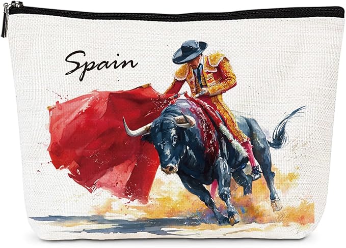 Spain Souvenirs Makeup Bag - Spain Gifts Waterproof Cosmetic Bags Travel Must Haves Portable Toiletry Organizer Pouch Party Birthday Graduation Gift for Women Daughter Mom Friends Classmates