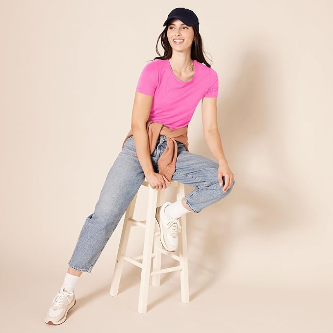 Amazon Essentials Women's Regular-Fit Short-Sleeve T-Shirt (Crewneck and V-Neck Options), Multipacks