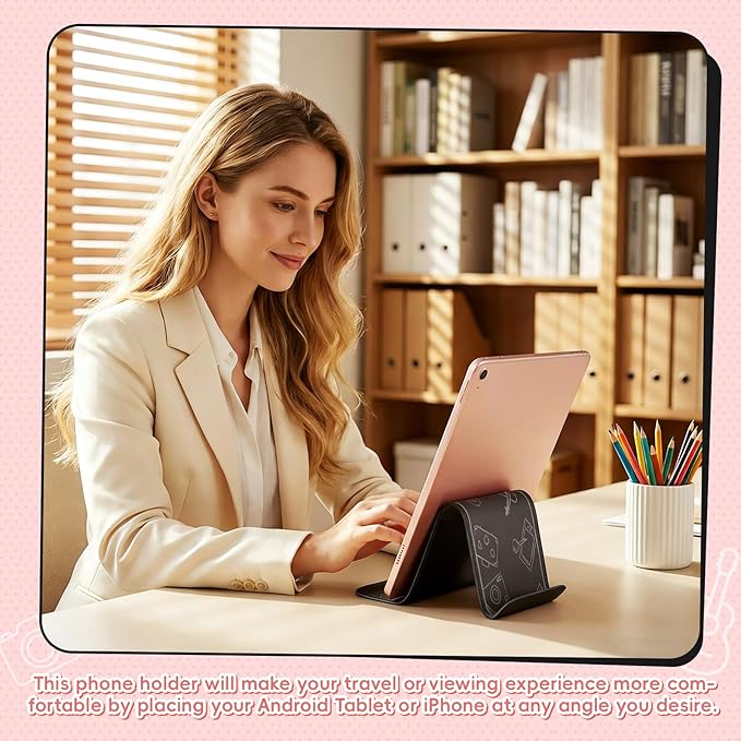 Airplane Phone Holder, Flexible Cell Phone Holder, Folding Cellphone Stand for Desk, Bed, Office, Treadmill, Home, in-Flight Airplane Travel Accessories - Travel Must Haves Cool Gadgets-Black