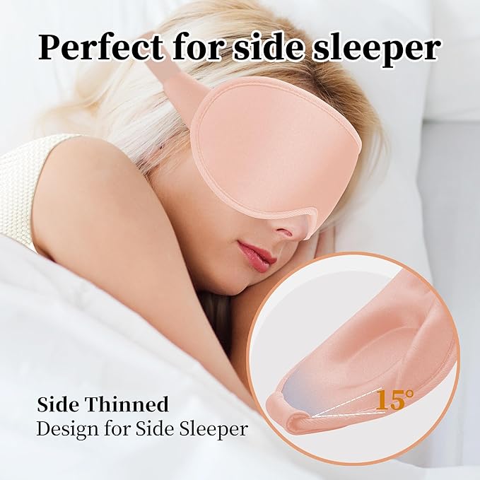 3D Sleep Mask for Men&Women, 2 Pack Contour Eye Masks for Sleep, Side Sleeping Mask for Men&Women, Blackout Eye Mask for Sleeping Eye Mask, Airplane Travel Essentials for Men, Meditation Black & Pink