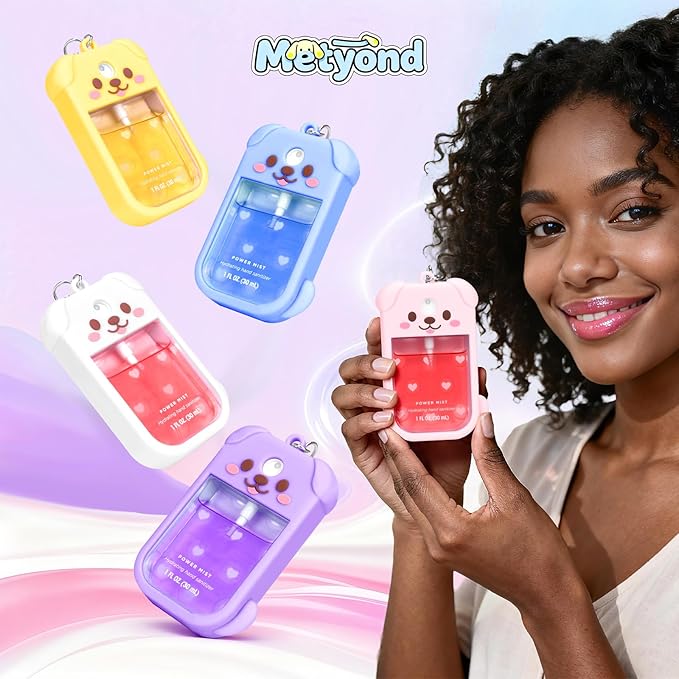 Metyond Dog Silicone Case for Touchland Hand Sanitizer Spray Power Mist 1 FL OZ/30ML for Touchland Case with Keychain, with Cute Charms Accessory Cute Travel Case (1PCS Blue)