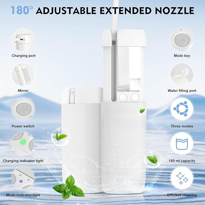 Portable Bidet, 150ml Tank, Peri Bottle for Women with 3 Pressure Modes, 1500mAh Rechargeable Battery for Travel and Postpartum Use, Small and Portable Powerful Travel Bidet