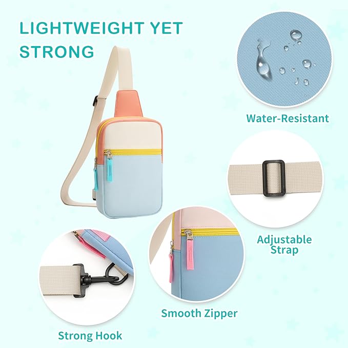 Graduation Mothers Day Gifts for Daughter Teen Girl Her, Fanny Pack Birthday Gifts for 8 9 10 11 12 Year Old Girls, Preppy Crossbody Bag, Adjustable Sling Bag Purse Trendy Stuff Kids Travel Essential