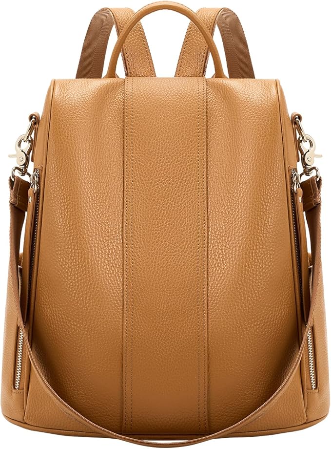 Leather Backpack Purses, Anti-theft Genuine Leather Backpack Bags for Women, Large Capcacity Fashion Convertible Shouler Bags for School Travel Daily