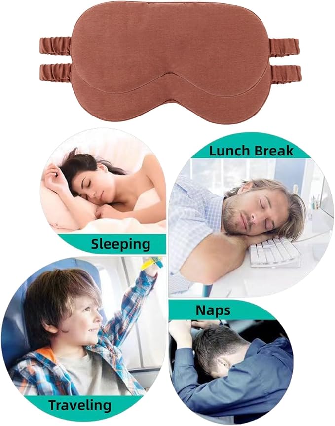 HBHLFZ Sleep Mask 2 Pack - Bamboo Viscose Fiber Sleeping Eye Mask - with Elastic Band/Headband - Comfort Sleeping Shade - for Nighttime Sleeping, Traveling & Napping（Red Curry）