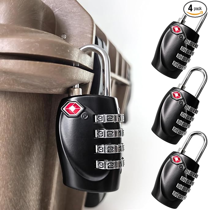 4 Pack TSA Approved Gun Case Locks for Pistol Cases, 4 Digits Travel Locks Small Tool Box Combo Lock Combination Padlocks for Gun Case/Luggage/Firearm Air Travel Case, Small Dial Zipper Pad Lock