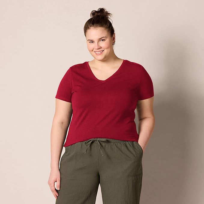 Amazon Essentials Women's Regular-Fit Short-Sleeve T-Shirt (Crewneck and V-Neck Options), Multipacks