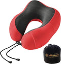 Travel Pillow - 100% Memory Foam - Travel Pillows for Airplane - Neck Pillow Airplane and Car Use - Memory Foam Travel Neck Pillow - Travel Essentials for Women and Men (Candy Apple Red)