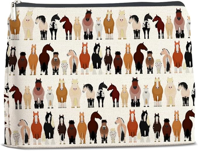 LyoGao Horses Gifts Makeup Bag, Horses Gifts for Animal Lovers Teen Girl Horse Stuff Cosmetic Bag