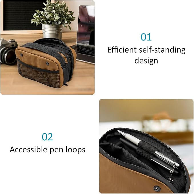 Travel Organizer Pouch Electronic Accessories Carry Case Waterproof Double Layers All-in-One for Cord, Phone, Airpods, USB Flash Drive for Men Women, Portable Charger Organizer (Sedona Orange)