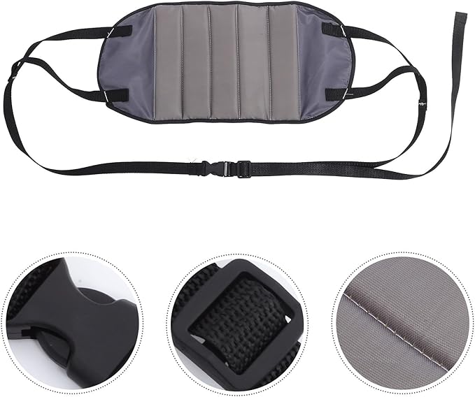 Travel Footrest Hammock for Airplane with Plush Deep Gray Fabric, Portable Under-Desk Foot Sling Cushion for Office and Long Flight Comfort