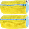 Shoe Washing Machine Bag 2 Pack with YKK Anti-Back Zipper, 360° Deep Clean Chenille Microfiber Shoe Laundry Bags for Washer & Dryer, Reusable Sneaker Washing Bag, Yellow