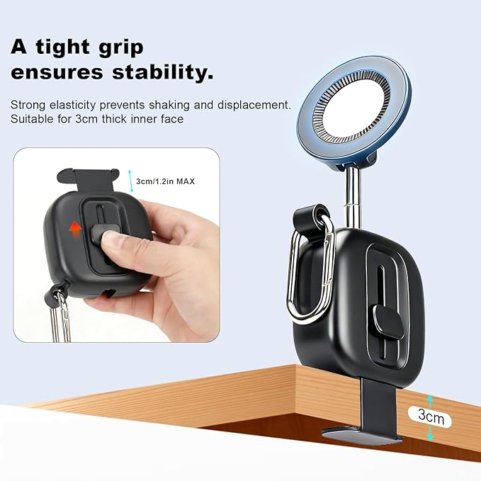 koolehaoda Airplane Phone Holder for Magsafe Air Plane Travel Essentials Magnetic Phone Mount Compatible with iPhone 17-12 Galaxy Mag-Safe Case, Handsfree for Long Flight Flying - Black
