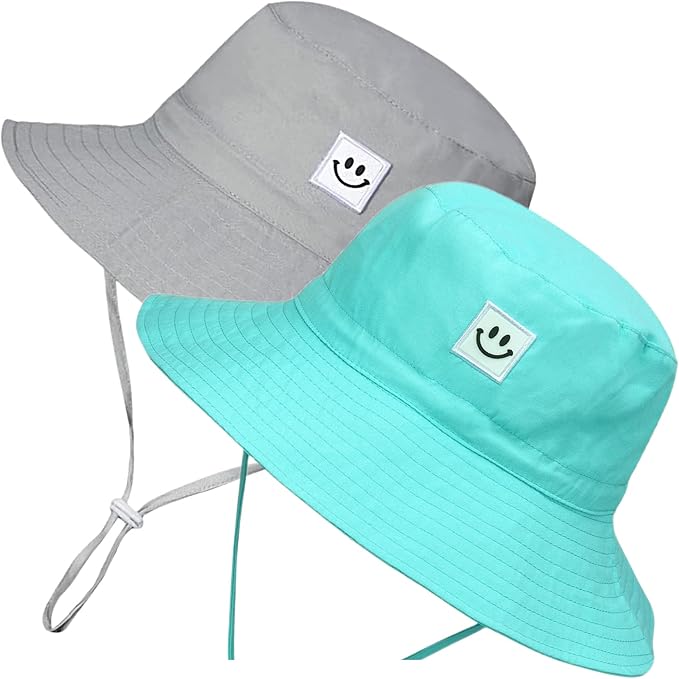 55cube UPF 50+ Baby & Toddler Sun Hat, Wide Brim Infant Bucket Hat for Beach & Outdoors, Adjustable Fit for Ages 0-4 Years