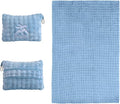 Travel Blanket and Pillow-2-in-1, Ultra-Soft&Compact, Airplane Blanket with Hand Luggage Belt and Backpack Clip,Travelers Accessories Gifts, 61x43 Inches（Blue）