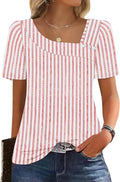 WIHOLL Womens Summer Tops Short Sleeve Shirts Square Neck Spring Outfits 2026 Fashion Clothing Blouses