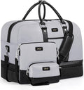 Weekender Bag for Women, Large Overnight Bag Canvas Travel Duffel Bag Carry On Tote with Shoe Compartment 21" 3Pcs Set