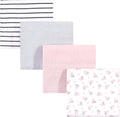 Hudson Baby Unisex Baby Cotton Flannel Receiving Blankets, Gray Pink Floral, One Size