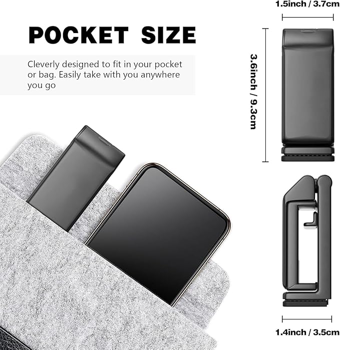 Airplane Travel Essentials Phone Holder, Universal Handsfree Phone Mount for Flying with 360 Degree Rotation, Accessory for Airplane, Travel Must Haves Phone Stand for Desk (Black)