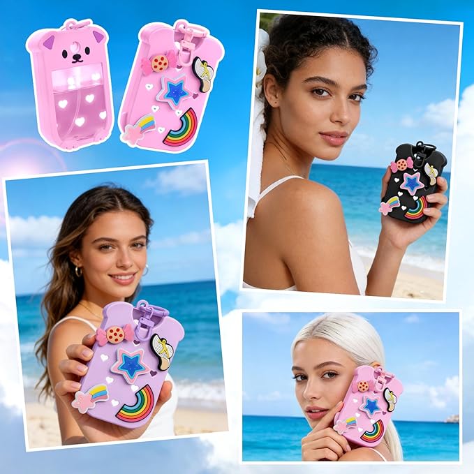 Mity rain Hand Sanitizer Spray Case Compatible With Touchland, Cute Silicone Hand Sanitizer Holder Keychain with 4 Charms, Portable Refillable Sanitizer Accessory, Gift for Women And Teens