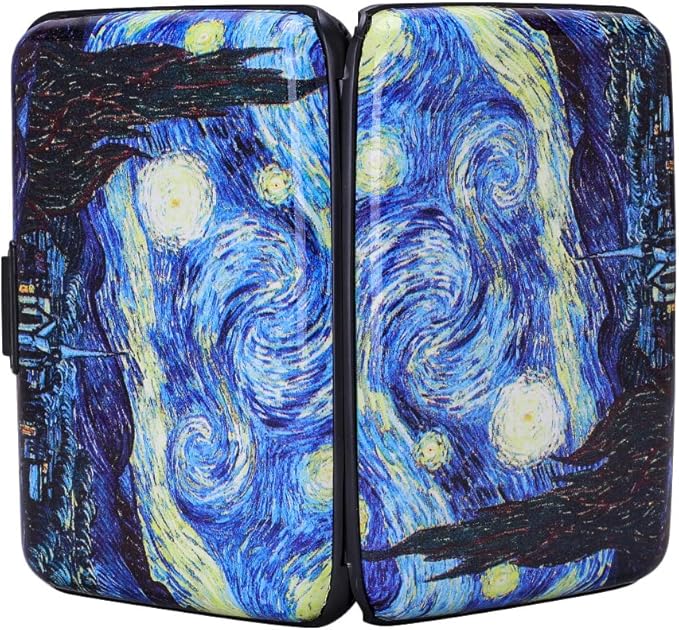 ELFISH RFID Blocking Credit Cards Holder Aluminum Wallet Metal ID Case for Men Women (see moon)