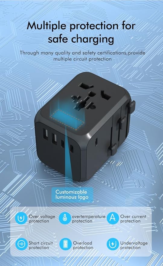 Reflex Power Universal Travel Adapter & GaN Charger, 35W PD Fast Charger Plug, 2 USB-A & 2 USB-C Ports, International Travel Adapter, Quick Charging Suitable for Europe/USA/Australia/Asia