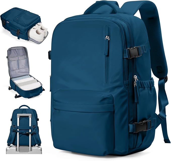 VECAVE Carry On Backpack for Women, Airline Approved Large Travel Backpack Flight Approved, Waterproof 14 Inch Laptop Backpack Business Work Backpacks Bag Men Mochila De Viaje JewelBlue.