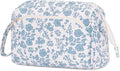 Narwey Cute Floral Makeup Bag Wide-open Make up Bag Travel Cosmetic Organizer Toiletry Bag for Cosmetics Toiletries Accessories (Blue Flower)