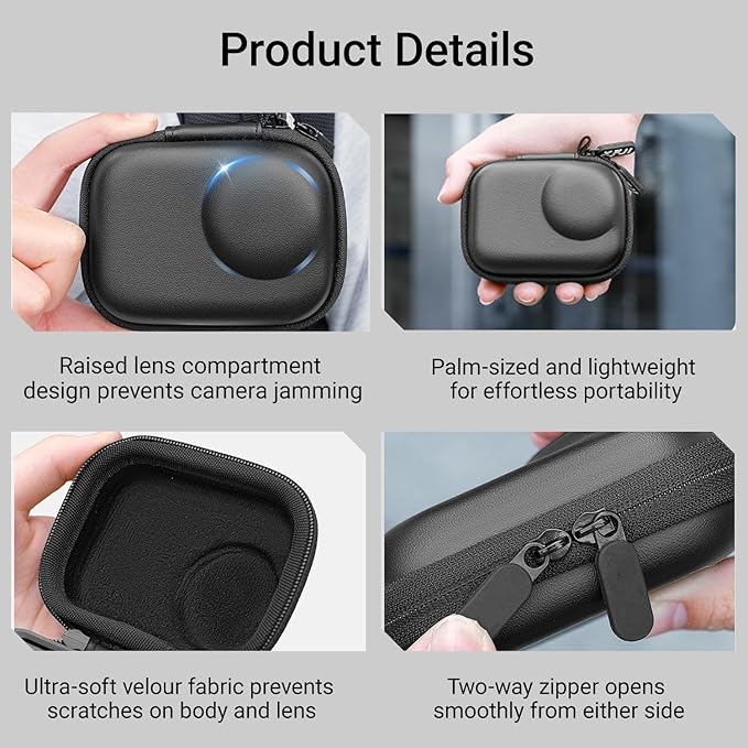 Mini Carrying Case for DJI OSMO Action 6 Accessories, Action6 PU Hard Portable Storage Bag with Lens Screen Protectors & Rubber Lens Cap Cover for DJI Action Camera