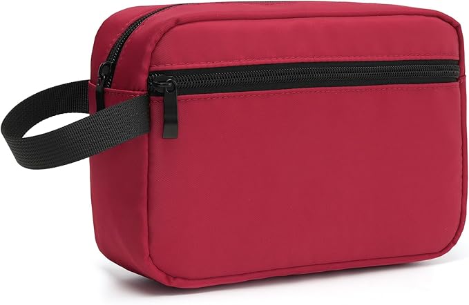 Travel Toiletry Bag, Small Cosmetic Bag, Hanging Water-Resistant Organizer for Men & Women, Ideal for Makeup, Shaving Kit, Gym Essentials & Travel Accessories (Burgundy)