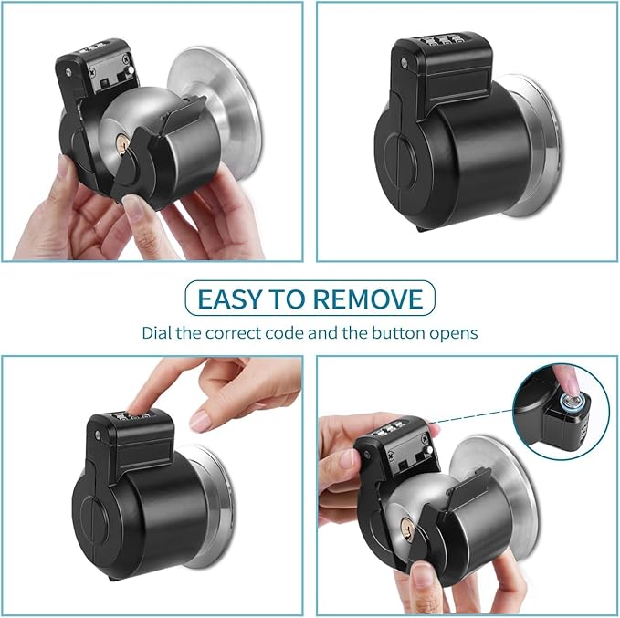 Door Knob Lock Combination Child Proof Door Knob Cover Lock Out Device for Bedroom, Bathroom,Faucet, Water Gas Valve, Temporary Door Handle Lock Prevents Access to Keyhole Dementia Elderly