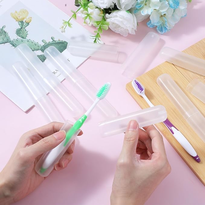 8 PCS Tooth Brush Travel Case, Clear Tooth Brush Holder for Travel, Protective Tooth Brush Case Travels Storage for Family, Business Trips and Camping