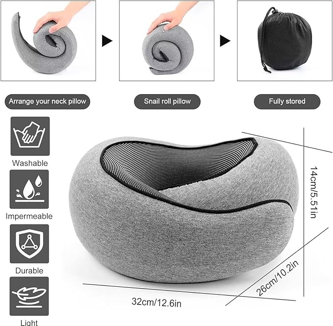 Travel Neck Pillows for Airplanes 2026 New Travel Pillow Neck Travel Pillow Memory Foam Airplane Pillow for Offices and Cars(Black)