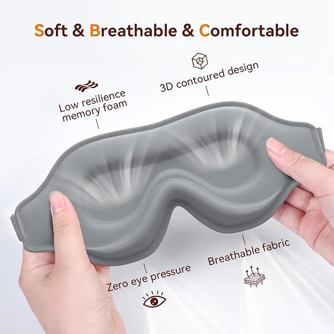 EVA BELLE Sleep Mask, Light Blocking Eye Sleeping Mask for Women Men, Adjustable 3D Memory Foam, Adjustable