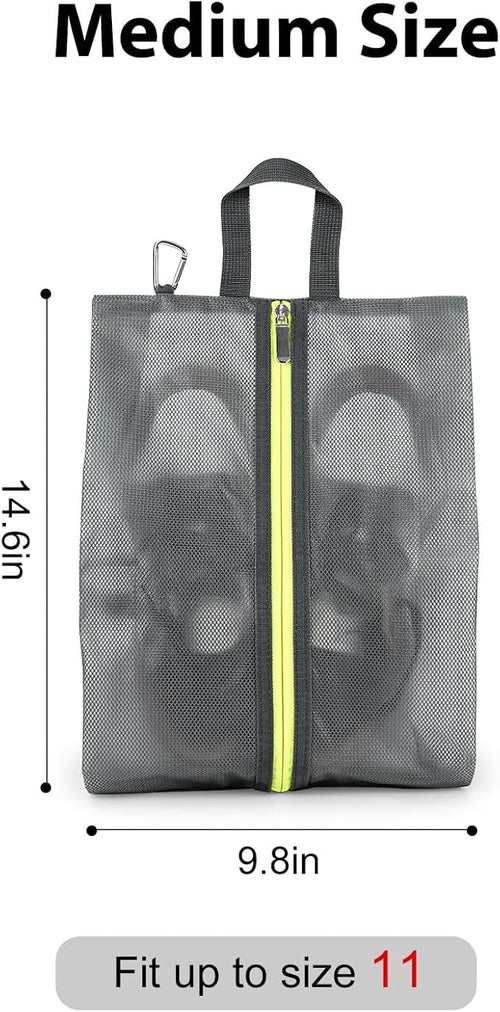 2 Pack Shoe Bags for Travel, Sneaker Bags, Waterproof Travel Shoe Bags with Zipper for Packing, Golf Shoe Dust Bags for Man and Women, Medium, Grey