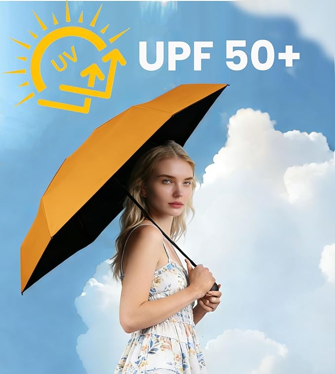 MRTLLOA Travel Essentials Mini Umbrella with Case for Purse - Small Compact & Lightweight, UV Sun Protection, Manual Open/Close for Pocket Umbrella(Women/Men/Kids)